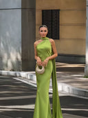 Asymmetric Neckline Evening Dress for Women