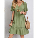 Women's Flared V-Neck Dress in Chic Style