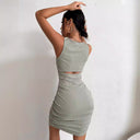Stylish Midi Dress with Cut-Out & Ruching for Women