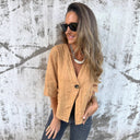 Chic Short Sleeve Linen Blazer for Women