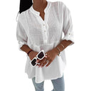 Chic Women's Blouse with Button Placket and Structured Design