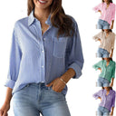 Striped Women's Blouse with Pocket - Stylish Comfort