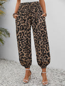 Modern Leopard Print Aladin Trousers with Elastic Waist