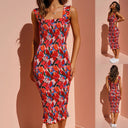 Vibrant Women's Slip Dress with Ruffled Hem Design