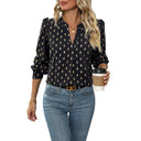 Chic V-Neck Graphic Pattern Blouse for Women