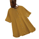 Chic Women's Linen Blouse with Buttoned Neckline