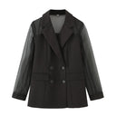 Chic Transparent Sleeve Blazer for Women