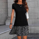 Chic Women's Short Sleeve Striped Dress with Flowy Skirt