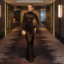 Chic Long-Sleeved Maxi Dress with Draped Design