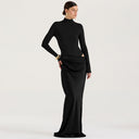 Chic Long-Sleeved Maxi Dress with Draped Design