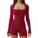 Square Neck Long Sleeve Bodysuit for Women