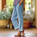 Women's Wide-Leg Linen Trousers with Pockets