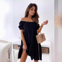 Chic Summer Dress with Puff Sleeves & Ruffles