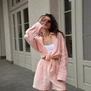 Linen Blouse and Shorts Ensemble for Women