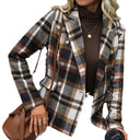Women’s Checkered Blazer Jacket with Chic Button Accents