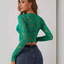 Chic Long Sleeve Lace Top with Unique Cut