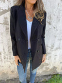 Chic Double-Breasted Blazer with Structured Shoulder Pads