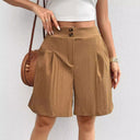Chic Pleated Button Shorts for Women