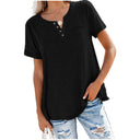 Stylish Women's T-Shirt with Button Accents and Relaxed Fit