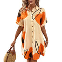 Floral Print Women's Shirt Dress with Button Placket