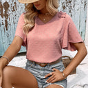Women's Ruffle V-Neck Blouse for Stylish Elegance