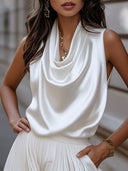 Chic Waterfall Neck Chiffon Blouse for Women