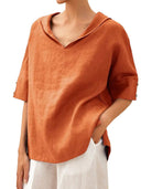 Chic Hooded Linen Blouse for Women