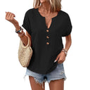 Chic Women's Short Sleeve Blouse with Button Details