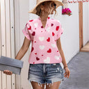 Heart Print Women's Blouse with Relaxed Fit
