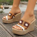 Embroidered Women's Platform Sandals with Cushioned Footbed