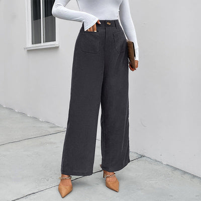 Chic Women's High-Waisted Palazzo Pants with Deep Pockets