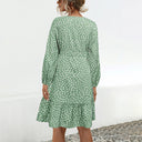 Chic Women's Buttoned V-Neck Dress with Adjustable Belt