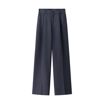 High-Waisted Fabric Trousers with Chic Stripe Design