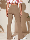 High Waist Bootcut Leggings with Textured Style