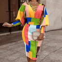Stylish Block Pattern Women's Dress
