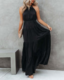 Strapless Maxi Dress with Flowy Skirt Design