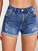Chic High-Waisted Distressed Denim Shorts for Women