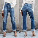 Trendy Women's Flared Jeans with Chic Fringe Detail