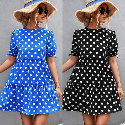 Chic Women's Polka Dot Dress with Ruffles