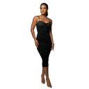 Women's Shimmery Ruching Midi Dress for Stunning Style