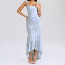 Chic Asymmetrical Lace Dress with Gathered Accents