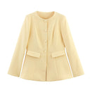 Chic Women's Blazer Jacket with Stylish Button Accents and Handy Pockets
