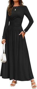 Women's Maxi Dress with Ruffle Accents and Chic Pockets