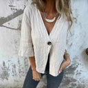 Chic Short Sleeve Linen Blazer for Women
