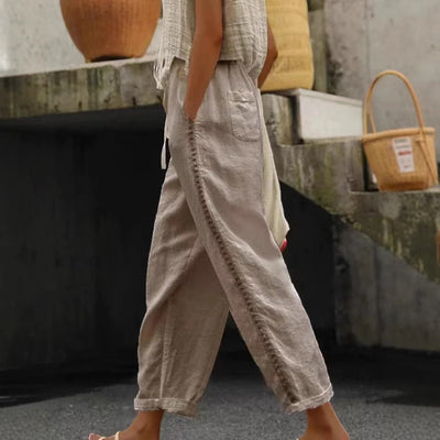 Chic Women's Linen Pants with Side Detailing