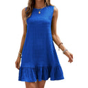 Ruffled Hem Textured Fabric Summer Dress for Women
