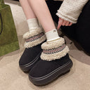 Chic Women's Plush Lined Slippers with Stylish Details