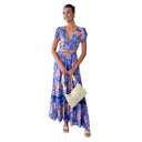 Floral Maxi Dress with Deep V-Neck Design