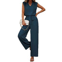Chic V-Neck Jumpsuit with Waist Knot for Women
