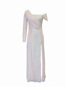Chic Asymmetrical Evening Dress with Dazzling Embellishments